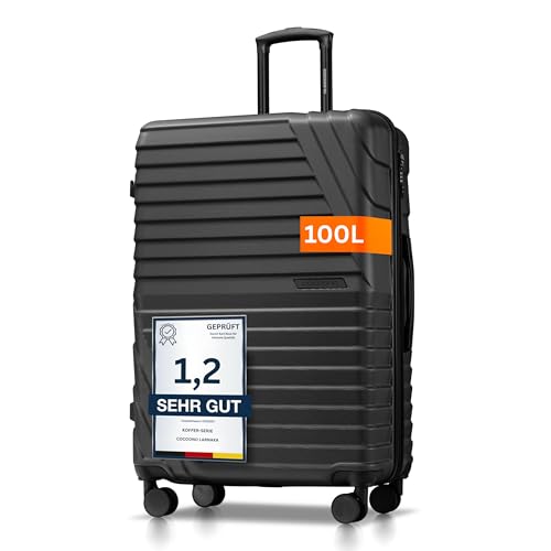 Cocoono Hartschalenkoffer XL Groß - 100L Volumen - 158cm Gurtmaß - 8 Rollen 360° drehbar - Leichter Koffer mit TSA Schloss & Teleskopgestänge - Reisekoffer mit Rollen, Trolley (anthrazit, XL)