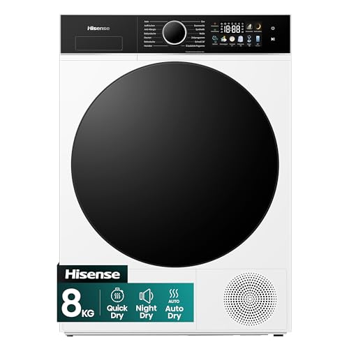 Hisense DH3I802BWCD Wäschetrockner, 8KG, Kondensation mit Wärmepumpe, 3i, 18 Programme, ConnectLife, Feuchtesensor, Anti Crease, TwinAir, Energieeffizienzklasse C, Weiß