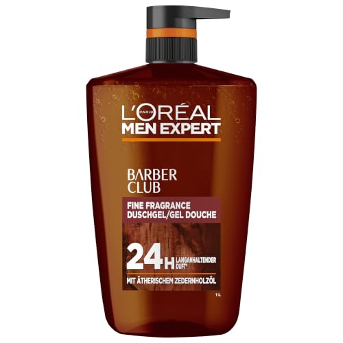 L'Oréal Men Expert XXXL Duschgel und Shampoo für Männer, Duschbad zur Reinigung von Körper, Haar, Gesicht und Bart, Herren Körperpflege mit holzigem Duft und Zedernholzöl, Barber Club, 1 x 1000 ml