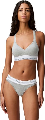 Calvin Klein Damen String Thong Unterwäsche, Grau (Grey Heather), M