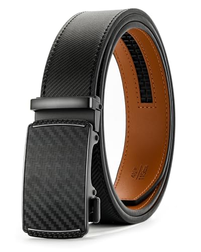 Huglux Gürtel Herren, Automatik Ledergürtel Herren mit Ratsche, 35mm Leder Gürtel Ohne Löcher, Herrengürtel für Business Anzug & Freizeit, Größen Anpassbar