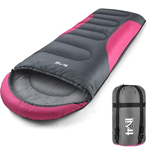 Trail Alpine 250 Schlafsack mit Kapuze, 3-Jahreszeiten, für Erwachsene, Rosa