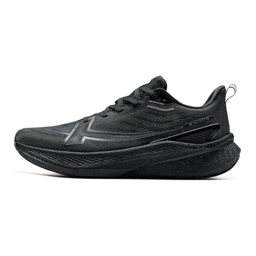 XTEP Laufschuhe Herren, 2000KM Serie 3.0, Extrem Abriebfest, 70% Energierückgabe, Hohe Dämpfung Gedämpft Cushioning, Leichte Atmungsaktiv Joggingschuhe, für Langstreckenläufe 20 km, Schwarz, 43