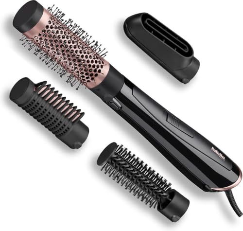 BaByliss Perfect Finish - 1000W Warmluftbürste. 3 Aufsätze zum Glätten, Volumen & Formen, 2 Temperatureinstellungen + Kaltstufe, Ionen-Technologie für Anti-Frizz, schwarz, AS126E