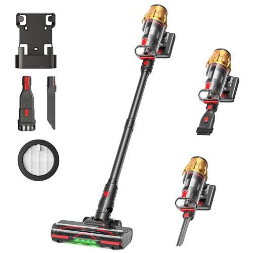 Lubluelu Akku-Staubsauger kabellos 550W/50KPa, bis zu 50 Minuten Laufzeit, Staubsauger mit Smart Display & Anti-Tangle-Bodenbürste, leicht & flexibel, für Tierhaare, Teppiche und Hartböden