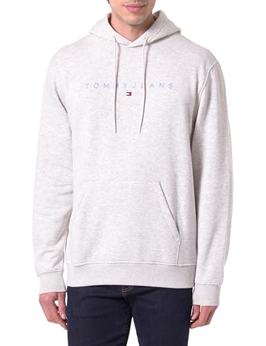 Tommy Jeans Herren Hoodie Linear Logo mit Kapuze, Grau (Lt Grey Htr Multi), XL