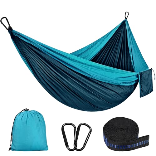 Hängematte Outdoor Camping Hängematten 300kg Tragkraft (300 x 200 cm) Einzel oder Doppel Ultraleicht Tragbar Reise Hängematte Garten Strand Doppelhängematte Fallschirm Nylon Atmungsaktiv Hammock