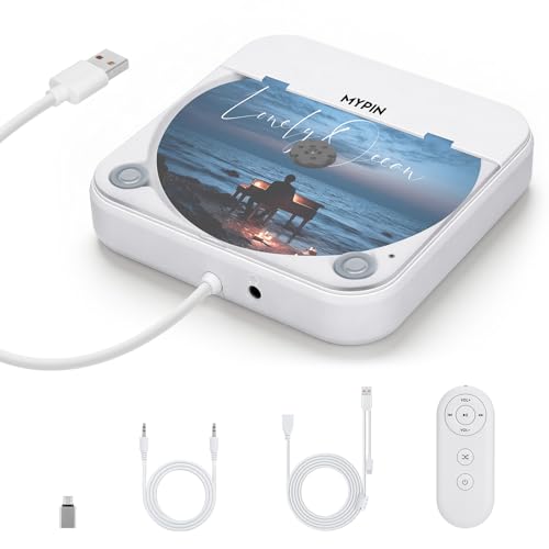 Tragbarer Auto-CD-Player mit USB-/AUX-Anschluss, MYPIN Externer CD-Player Kompatibel mit Autoradio, Laptop,Fernseher, Computer, universell für Fahrzeuge, unterstützt CD/CD-MP3/CD-RW/CD-R/CD-WMA/CD-WAV