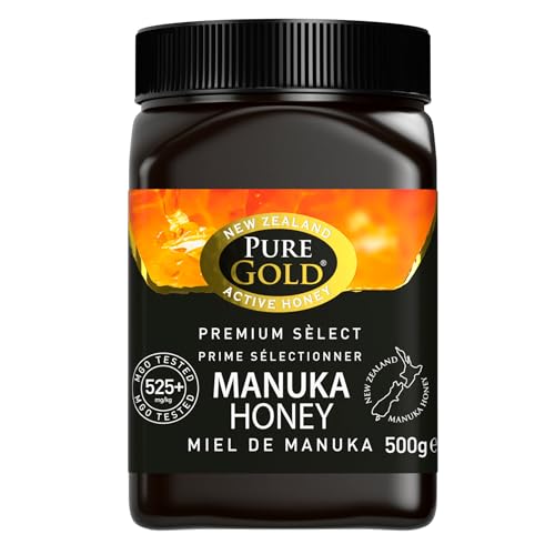Pure Gold Manuka-Honig 525+ 500 g, Honig aus Neuseeland, im Kunststoffbehälter, MBO-zertifiziert und nach MPI-Standards