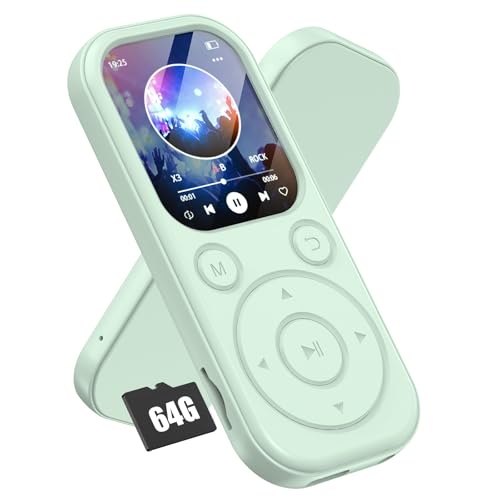Olycism 64 GB MP3 Player mit Bluetooth 5.3 tragbarer Musik-Player mit HiFi-Klangqualität und FM-Radio Bluetooth MP3 Player 300 mAh Akkukapazität, geeignet für Sport, Reisen, Alltag grün