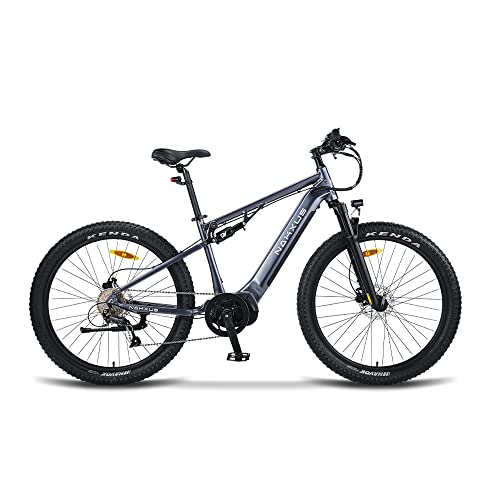nakxus 27M201 E-Bike Elektrofahrrad 27.5 „ Fette Reifen Elektrofahrrad mit Mittelmotor Max. Reichweite bis zu 150km, Mountainbike All Terrain mit 9 Gängen, City E-Bike Herren Damen