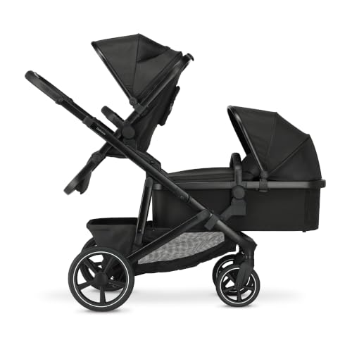 Deryan Evy V2 Kinderwagen für 2 Kinder - für Neugeborene, Kleinkinder im Vorschulalter - Baby Buggy bis 50kg - Baby Wagen - Reise Kinderwagen 2 in 1 Komplettset - Schwarz