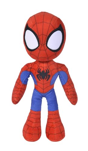 Simba 6315875810X06-Disney Marvel Spidey, 25cm Plüschfigur mit Glow in The Dark Augen, Spiderman Filmfigur, Plüschspielzeug, Spinne, Comic Figur, Superheld, ab den ersten Lebensmonaten geeignet