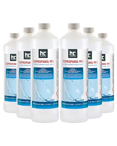 Höfer Chemie Isopropanol 99,9% 6 x 1 L - Ispopropylalkohol zur Reinigung & Entfettung - Starkes Lösungsmittel - Vielseitig Verwendbar