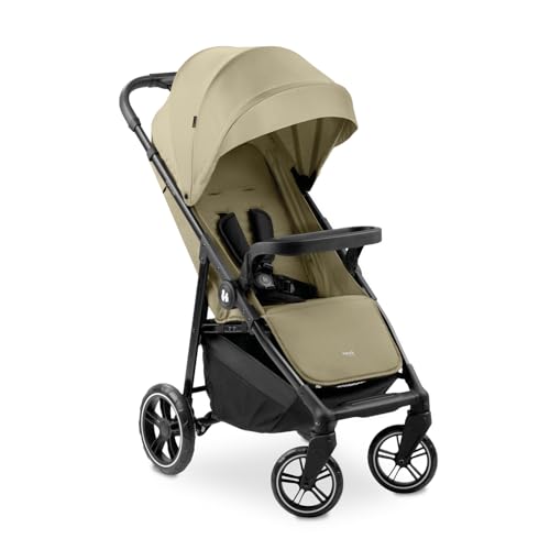 hauck Shop N Care, Olive - Kinderbuggy mit Liegefunktion ab Geburt bis 22 kg, Becherhalter und Snack Tablett, Klein Zusammenklappbar, UV Schutz 50+, XL Korb bis 3 kg