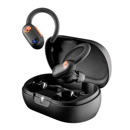 Skullcandy Push ANC Active in-Ear Wireless Earbuds, 58 Hr Battery, IP67 Waterproof, Wireless Charging, Microphone, Works with iPhone Android and Bluetooth Devices - True Black/Orange