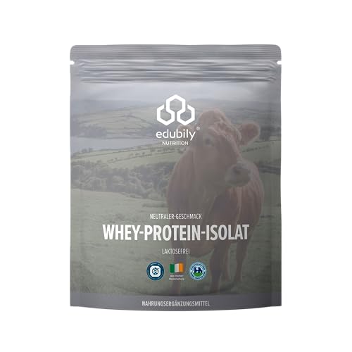 edubily nutrition® Whey Protein Isolat aus irischer Weidehaltung • Sehr gut lösliches Eiweißpulver ohne Kohlenhydrate & Zucker • Laktosefrei • 750 g (Neutral)…