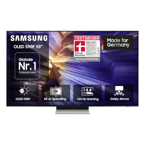Samsung OLED 4K S90F 55 Zoll (138 cm), UHD Fernseher, Optimiert für Fussball und Gaming, NQ4 AI Gen3 Prozessor, OLED HDR+, 4K Upscaling Pro, Dolby Atmos, Motion Xcelerator, Samsung Vision AI Smart TV