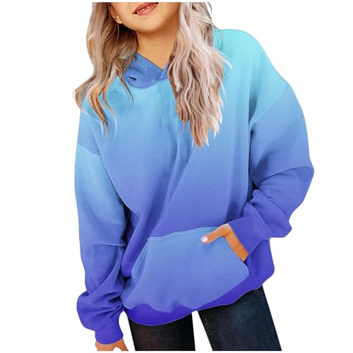 XINYUNZU Hoodie Mädchen Kapuzenpullover mit Taschen Casual Sweatshirt mit Kapuze Kinder Kleidung Kuschel Hoodie Pullover Sweatshirt Langarmshirts für 2-14 Jahre Alt Blau 11 Jahre