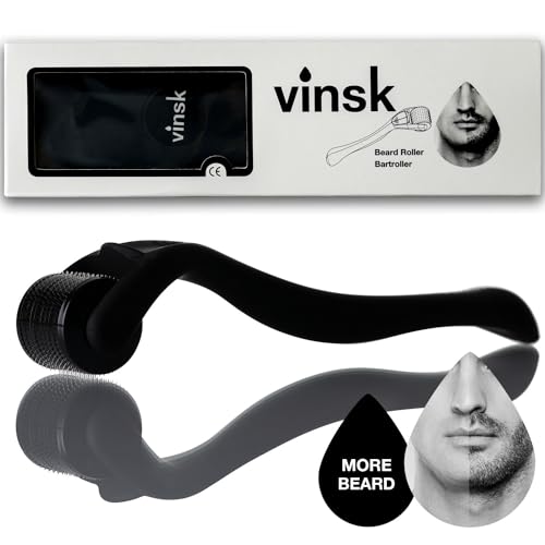 vinsk® Bartroller für kräftigen Bartwuchs | 540 feinsten Mikronadeln für erhöhtes Bartwachstum | Hygienischer Bart Roller für eine effektivere Bartpflege I Bartroller Bartwuchs