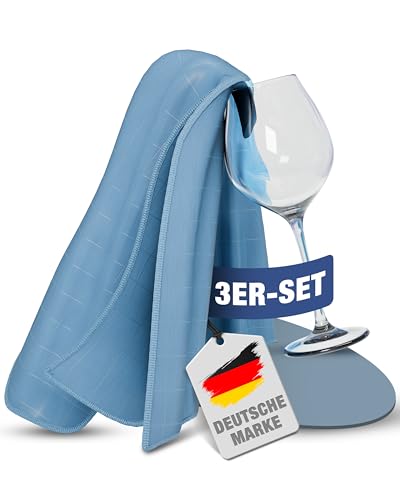 GLANZFAKTOR Poliertuch Gläser 3er Set – Hochwertiges Glas poliertuch für streifenfreien Glanz – Poliertücher Gläser Gastronomie - Ideales Glastuch & Fenster Poliertuch glastücher glaspoliertuch