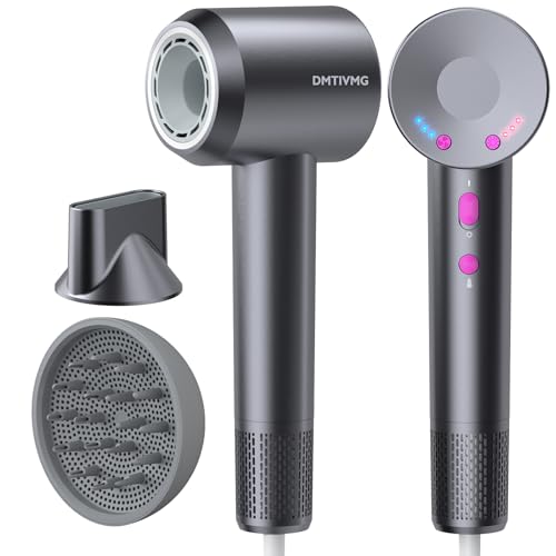 DMTIVMG Ionen Föhn Haartrockner Hohe Geschwindigkeit mit 160.000 U/min Bürstenlosem Motor 500 Millionen Negative Ionen 12 Modi 4 Temperatureinstellungen 3 Geschwindigkeiten Magnetdüse Geräuscharm