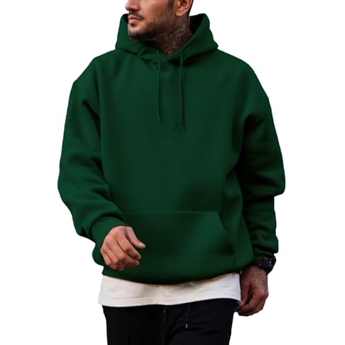 Generisch Hoodie Herren Sweatshirt mit Kapuze Pullover Herren Hoody mit Taschen Einfarbige Kapuzenpullover Langarmshirt Casual Arbeitspullover Oversize Kapuzenpullover Strickpullover