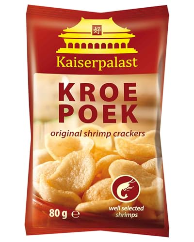 Kaiserpalast Kroepoek natur, crunchy Garnelenchips, ideal als Snack oder Beilage zu asiatischen Gerichten, verzehrfertig, 1 x 80 g