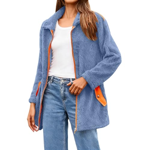 Generisch Teddyjacke Fleecejacke Damen Warm Elegant Kapuzenpullover Wintermantel Kuscheljacke Outdoor Mantel Herbstjacke Winterjacke Mit Taschen