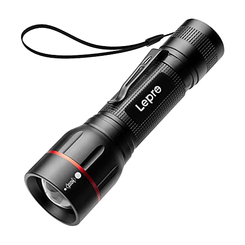 Lepro LED Taschenlampe, LE2050 Extrem Hell Mini Taschenlampen mit Clip, Zoombare Camping batteriebetrieben Flashlight mit 5 Modi, Wasserdicht Torch Light für Outdoor, Wandern, Geschenk, Notfall