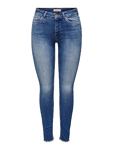ONLY Damen Jeans ONLBLUSH MID SK ANK RW DNM REA1319 NOOS 15293282,Medium Blue Denim,L / 30L
