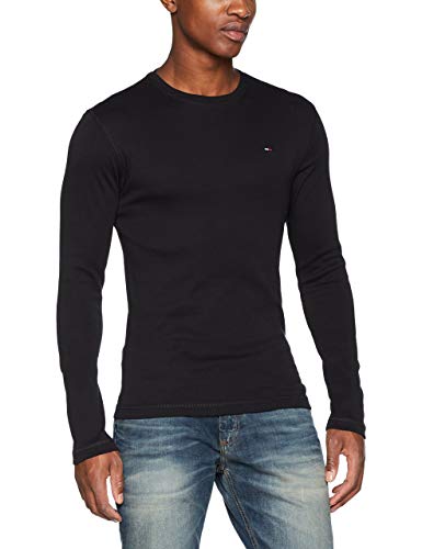 Tommy Jeans Herren Tjm Original Rib Longsleeve Tee Dm0dm04409 Langarm Strickoberteile, Schwarz, M EU