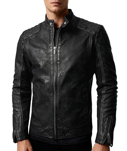 Crone Nero Herren Nubuk Lederjacke, Buffed Black, M