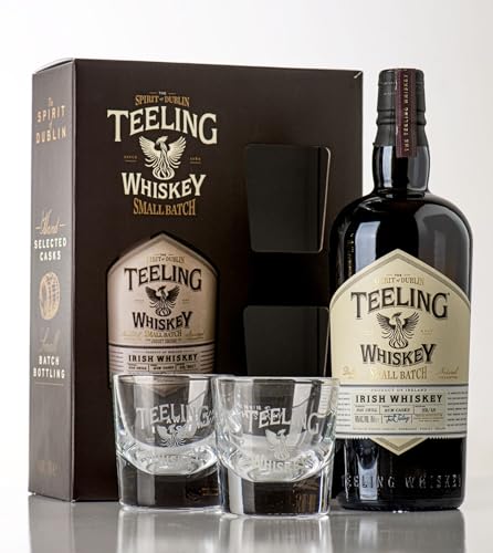 Teeling Small Batch Irish Whiskey Geschenpackung mit Glas, gereift in Ex-Bourbonfässern und abgerundet in mittelamerikanischen Rumfässern, 46% vol., 70cl / 700ml