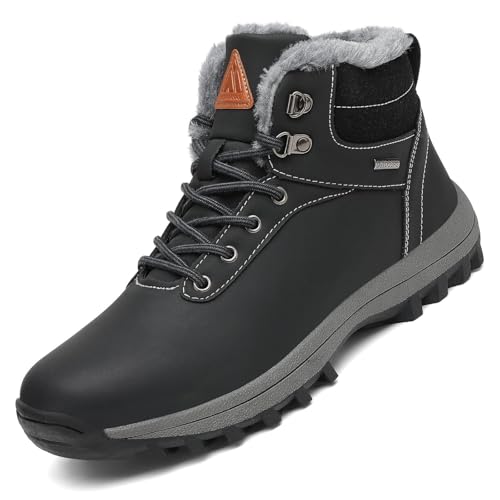 Mishansha Winterschuhe Herren Damen Winterstiefel Winterboots Gefüttert Wanderschuhe Barfußschuhe Winter Wasserdicht Schneestiefel Warme Schneeschuhe Schwarz,GR.43