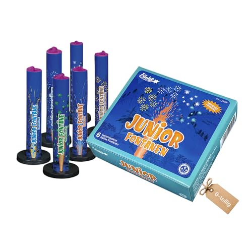 Vama Feuerwerk Fontänen Set Junior – 6-teiliges Jugendfeuerwerk mit bunten Sternen & Chrysanthemen – kleine Fontänen & Sternspritzer für Geburtstag, Party & Silvester
