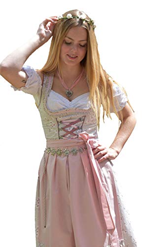 ENTARI Dirndl Set Trachtenkleid 3tlg. Damen Midi Dirndl Golden Trachten (42, 502Grau)
