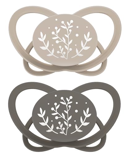 nip - Butterfly | 0-6 Monate | 2er Pack | Stillfreundlicher, zahnfreundlicher Babyschnuller inkl. Schnullerbox. Nachhaltiger Schnuller mit weichem Silikonsauger, Braun/Beige