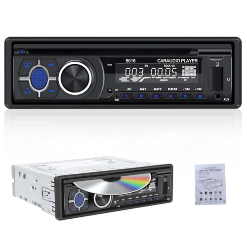 CAMECHO 1Din Autoradio mit CD DVD Player, Radio mit CD Player mit Bluetooth 5.1 Freisprechfunktion, Audio Empfänger mit AM/FM Radio, EQ, Smart Sync App, USB/TF/ MP3 Player/AUX in