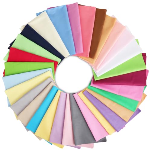 Wenrescry 30 Stück Baumwollstoff Patchwork – 20x25 cm Stoffpakete Baumwolle, Einfarbige & Bunte Quadrate für DIY Nähen, Quilten und Handwerk