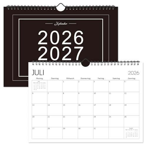Wandkalender 2026/2027 A4, 18 Monate von Juli 2026 bis Dezember 2027, Weiß