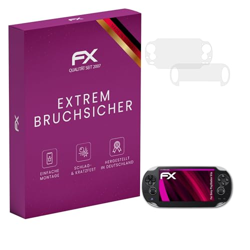 atFoliX Glasfolie kompatibel mit Sony PlayStation Vita Displayfolie, 9H Hybrid-Glass FX Schutzpanzer Folie (1er Set)