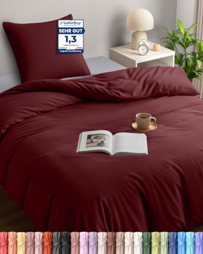 Utopia Bedding Bettwäsche 135x200 cm + 1 Kissenbezug 80x80 cm, Burgund