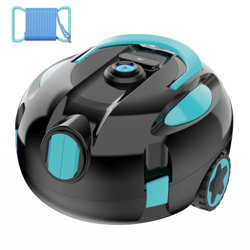 KKI Poolroboter,Automatischer Kabelloser Poolreiniger, 130 Min. Laufzeit, Leichtgewicht Poolroboter, bis zu 65 ft/1100 qm (Rad)
