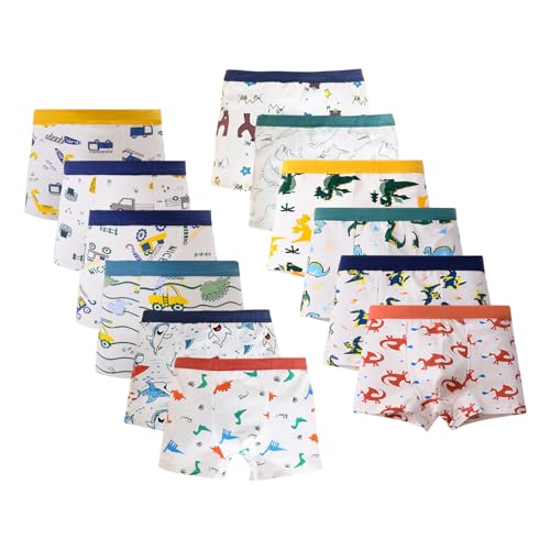 HAGOT 12er Pack Jungen Boxershorts aus Baumwolle Unterhosen, Jungen Unterhosen Baumwolle Boxershorts, 5-6 Jahre Alt