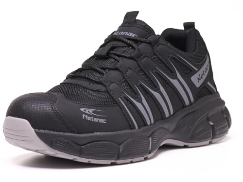 Netanac Arbeitsschuhe Sicherheitsschuhe Herren Damen mit Stahlkappe, atmungsaktiv, bequem, breite Passform, robuste Gummisohle, stoß- und durchstichfest,102LACE,EU43 US9.5