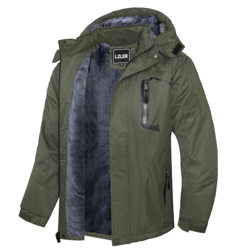 LZLER Winterjacke Herren Skijacke Snowboardjacke Wasserdicht Funktionsjacke Windbreaker Kapuze Winter Coat Snowboardjacke