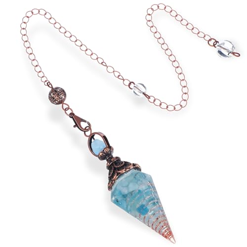 Nogeqi Aquamarin Pendulum Edelstein Pendel Kristall, Heilsteine Natürliches Sechseckiges Pendel Steine Antistress Geschenke Ornamente für Hexerei Zeremonie, Wahrsagen, Reiki Heilung und Esoterik