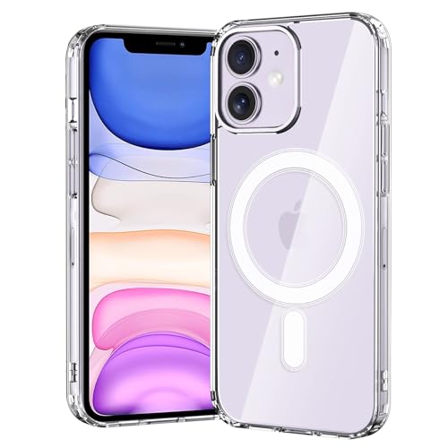 gueche für iPhone 11 Hülle, Kompatibel mit MagSafe, Schutz nach Militärstandard, [Anti-Vergilbung] Stoßfest Magnetisch Handyhülle iPhone 11 Case- Durchsichtig