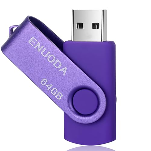 ENUODA USB Stick 64GB USB Speicherstick Rotate Metall High Speed USB 2.0 Memory Stick für PC Laptop Computer (Lila)